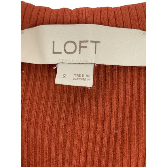 Small Loft Womens Ribbed Orange Crop Tank Top Shirt Rust Orange - Picture 6 of 7